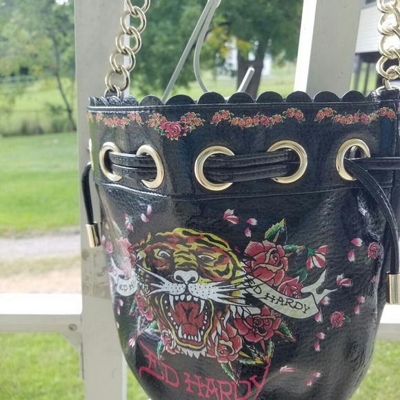 Ed Hardy Purse Tiger Chain Detail New Without Tags - Picture 5 of 8